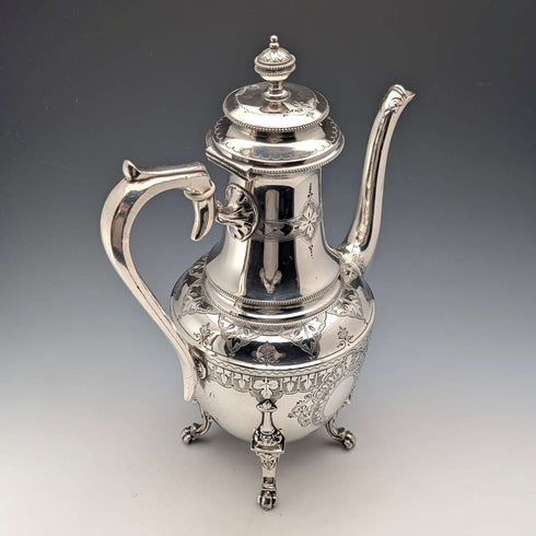 Antique French silver plate coffee pot