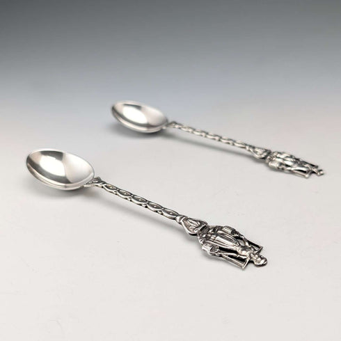 1967 Dutch Vintage Continental Silver Teaspoon Pair, Total 22g