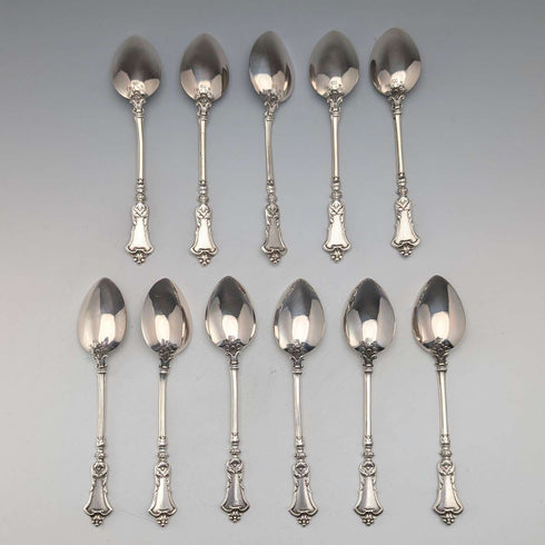 German antique 800 silver tea spoon set of 11, total 101g