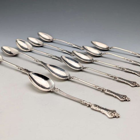 German antique 800 silver tea spoon set of 11, total 101g