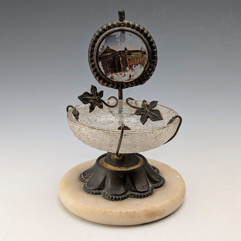 Antique Ormolu & Glass Pocket Watch Holder Accessory Tray