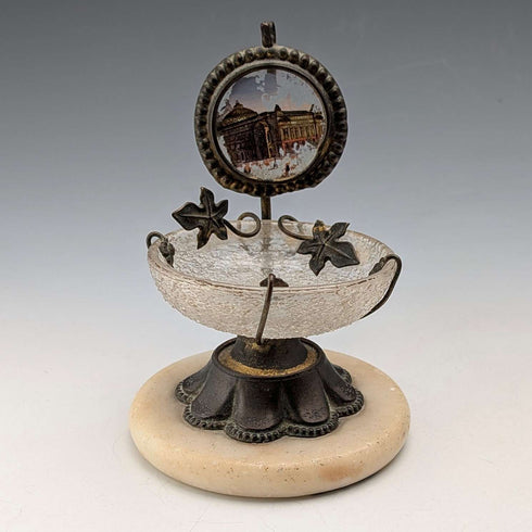 Antique Ormolu & Glass Pocket Watch Holder Accessory Tray