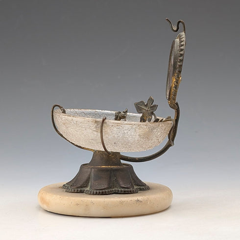 Antique Ormolu & Glass Pocket Watch Holder Accessory Tray