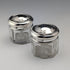 1916 British antique silver lid mini glass jar pair Jones & Crompton