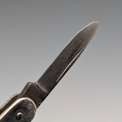 1941年 英国ヴィンテージ 純銀ハンドル スチールブレード 折りたたみナイフ William Needam