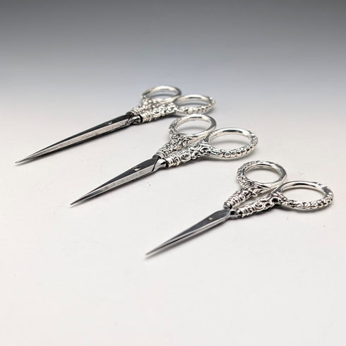 1902 古董純銀手柄縫紉剪刀 3 件套 Levi&Salaman