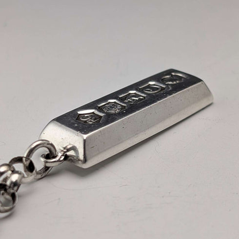 1977 British Britannia Silver Jubilee Ingot Pendant & Extra Thick Pure Silver Chain, 45.5g in total