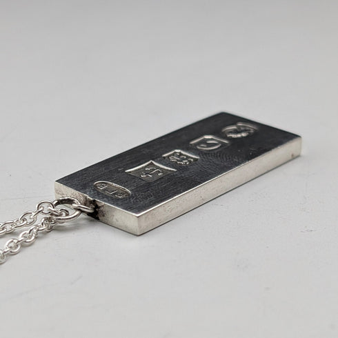 1977 British Sterling Silver Jubilee Ingot Pendant & Sterling Silver Chain Total 19.3g RPB