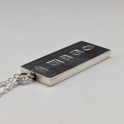 1977 British Sterling Silver Jubilee Ingot Pendant & Sterling Silver Chain Total 19.3g RPB