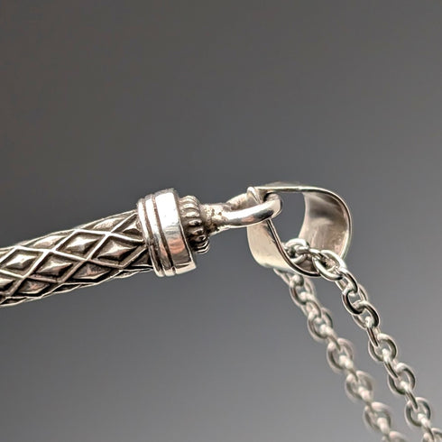 ヴィンテージ 純銀製 小型ルーペ 虫眼鏡 ペンダント ネックレスチェーン付