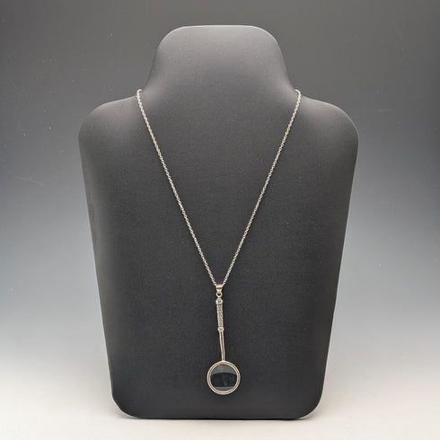 ヴィンテージ 純銀製 小型ルーペ 虫眼鏡 ペンダント ネックレスチェーン付