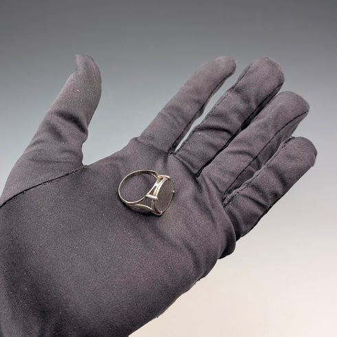 British vintage 3 pence silver coin sterling silver signet ring (size 19)