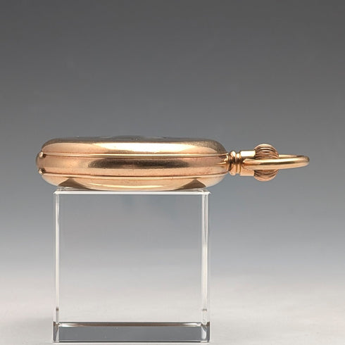 British antique Russell pocket watch, gold plated half hunter case, in good working order