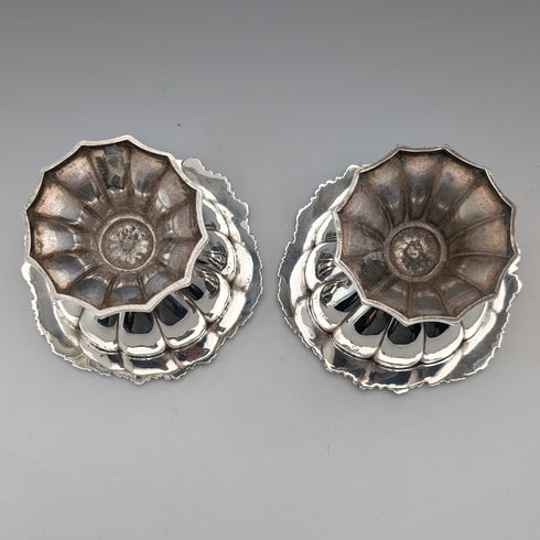 1820s British antique sterling silver salt dish pair, total weight 230g, Barnard family