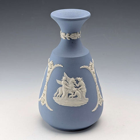 British vintage Wedgwood Jasperware vase in pale blue