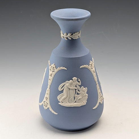 British vintage Wedgwood Jasperware vase in pale blue