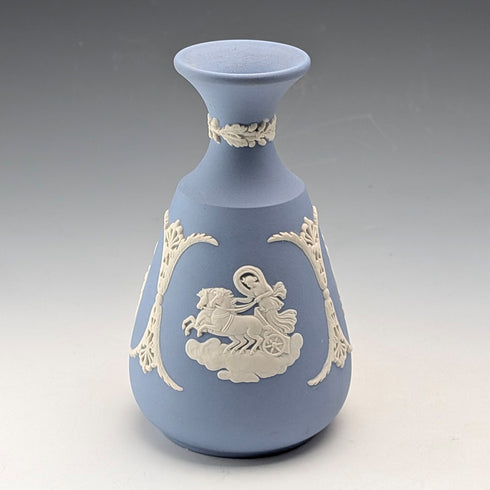 British vintage Wedgwood Jasperware vase in pale blue