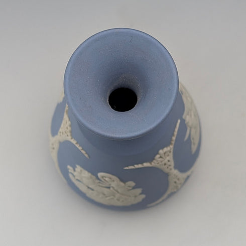 British vintage Wedgwood Jasperware vase in pale blue