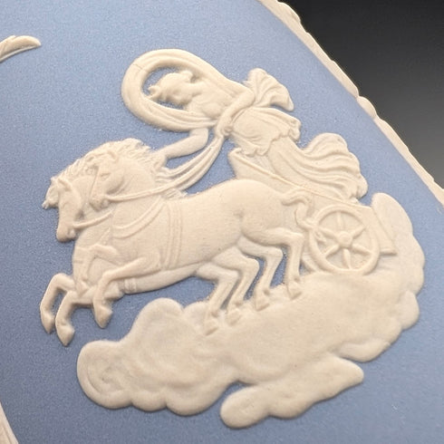 British vintage Wedgwood Jasperware vase in pale blue