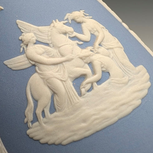 British vintage Wedgwood Jasperware vase in pale blue