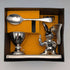 Vintage British silver plate rabbit base egg stand set, boxed, Seba