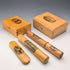 Set of 5 late Victorian British antique wooden mauchlineware
