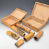 Set of 5 late Victorian British antique wooden mauchlineware