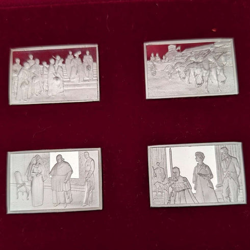 1977 British sterling silver jubilee ingot set of 25, 641g total, in wooden box, John Pinches