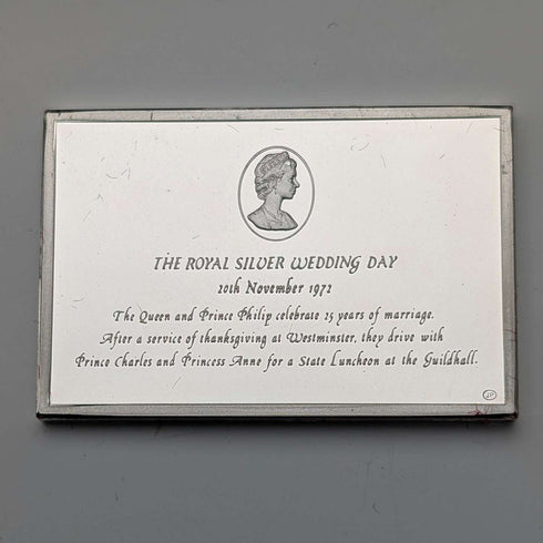 1977 British sterling silver jubilee ingot set of 25, 641g total, in wooden box, John Pinches