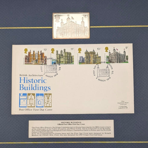 1978年英國首日封【倫敦塔】紀念郵票及純銀錠(50公克)套裝