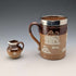 Circa 1900 British antique sterling silver decorated ceramic mug and mini cream jug Mappin & Webb
