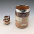 Circa 1900 British antique sterling silver decorated ceramic mug and mini cream jug Mappin & Webb