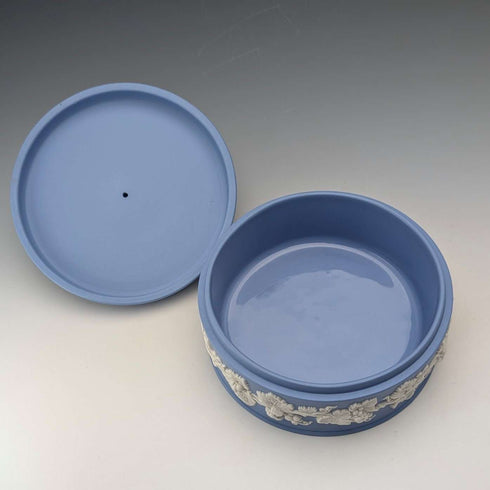 Vintage British Wedgwood Jasperware Round Bonbonniere in Pale Blue