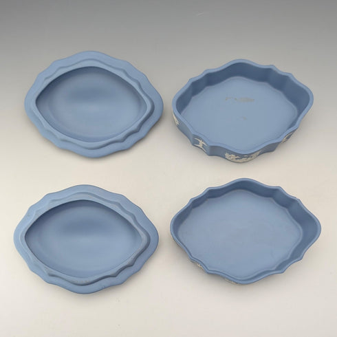 英国ヴィンテージ ウェッジウッド ジャスパーウェア製 ボックスペア ペールブルー