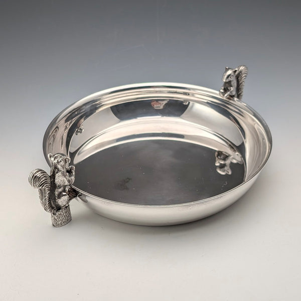 復古英國銀盤松鼠裝飾圓大盤 Viners