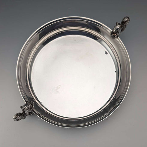 Vintage British silver plate squirrel decorated round large dish Viners