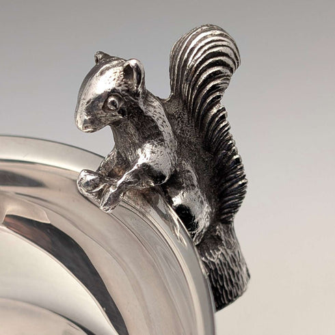 Vintage British silver plate squirrel decorated round large dish Viners
