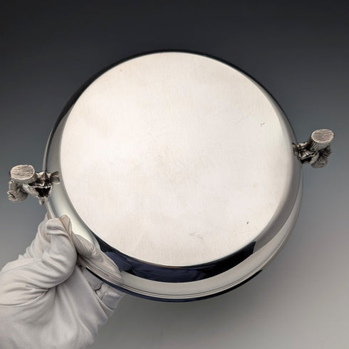 英国ヴィンテージ シルバープレート製 リス装飾 丸型大型ディッシュ Viners