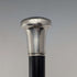 1920 British antique black shaft sterling silver round handle walking stick 88cm Ebenezer Newman