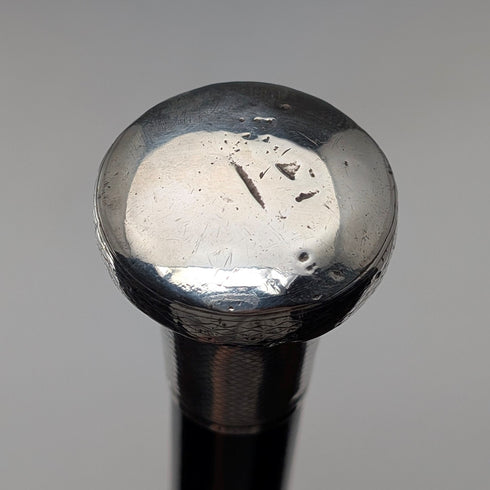 1920年英國古董黑軸純銀圓柄手杖88公分Ebenezer Newman