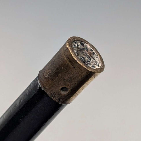 1920 British antique black shaft sterling silver round handle walking stick 88cm Ebenezer Newman