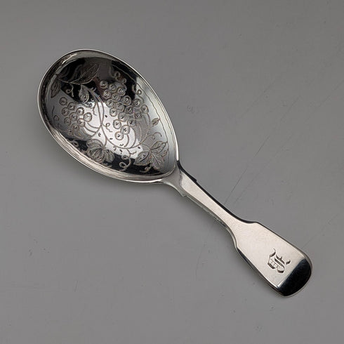 1836 British antique sterling silver tea caddy spoon, 11g, John, Henry & Charles Lias