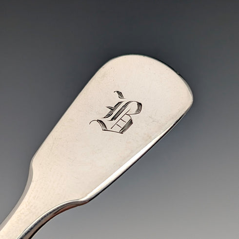 1836 British antique sterling silver tea caddy spoon, 11g, John, Henry & Charles Lias