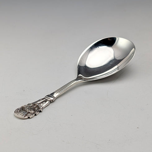 1982 British vintage sterling silver tea caddy spoon 13g with thistle decoration JB Chatterley