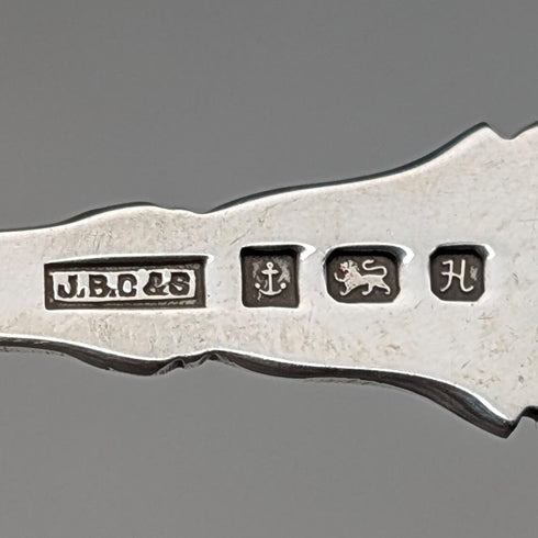 1982 British vintage sterling silver tea caddy spoon 13g with thistle decoration JB Chatterley