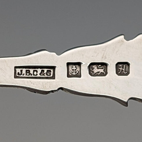 1982 British vintage sterling silver tea caddy spoon, 13g, rose decoration, JB Chatterley