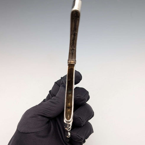 1906年 英国アンティーク フローラル彫刻 純銀製カードケース 51g William Atkin