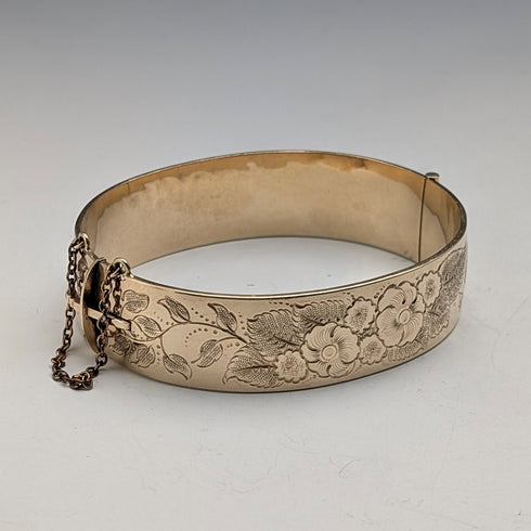 Vintage 9ct Gold Filled Floral Engraved Bracelet L&Co