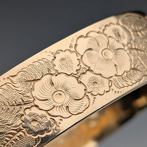 Vintage 9ct Gold Filled Floral Engraved Bracelet L&Co