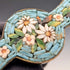 Pair of vintage micro-mosaic brooches with floral embellishment